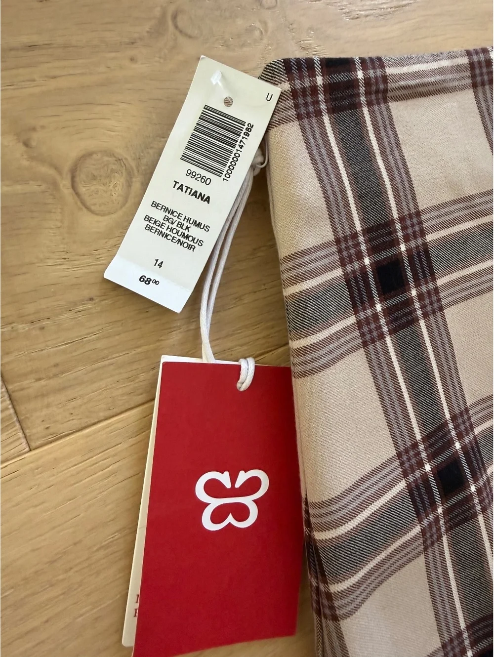 NWT Sunday Best Aritzia Tatiana Plaid Mini Skirt Size 14 Brown Beige